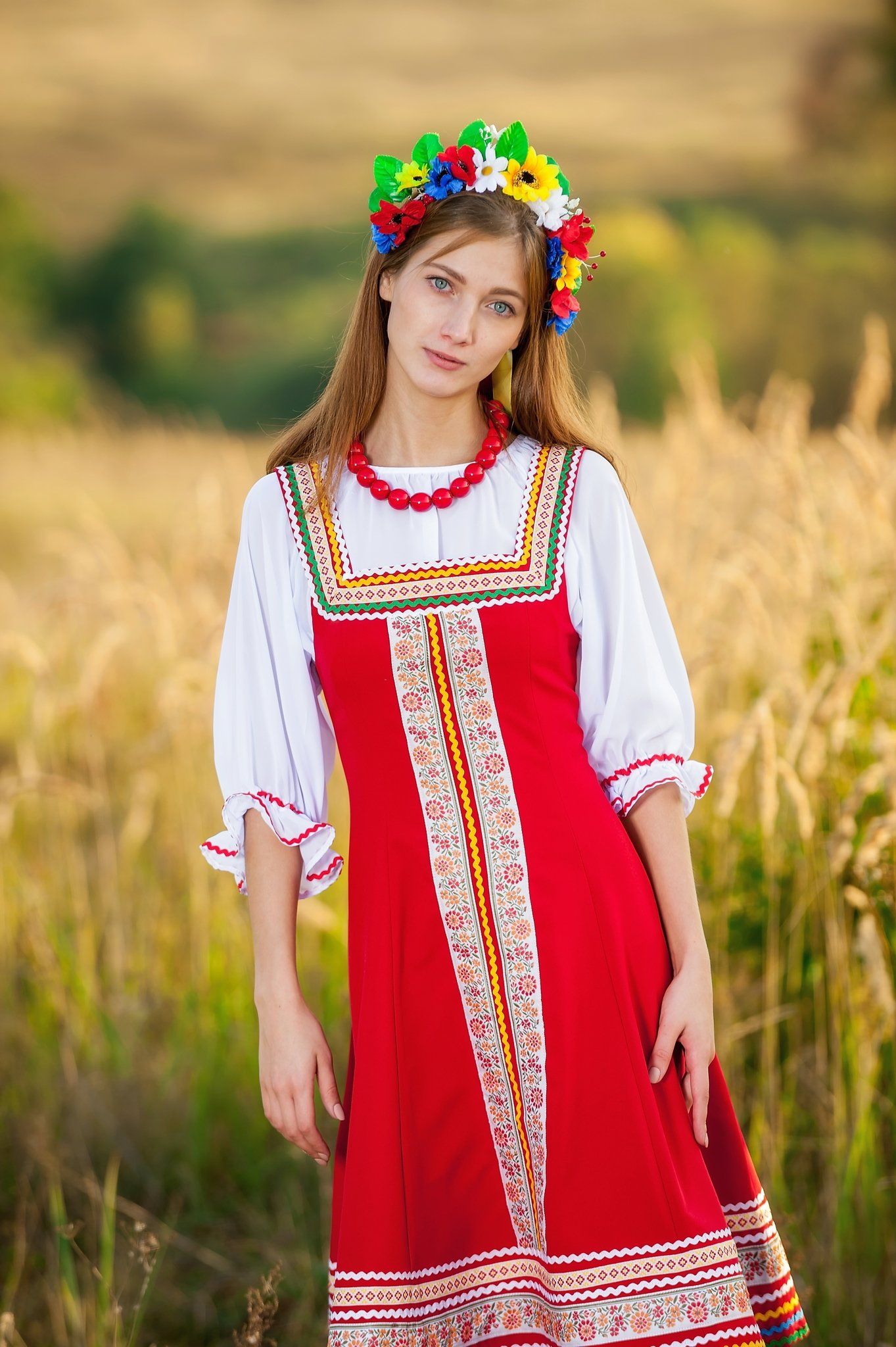 Women in Slavic costumes in Baku — step in, relax, and chat live